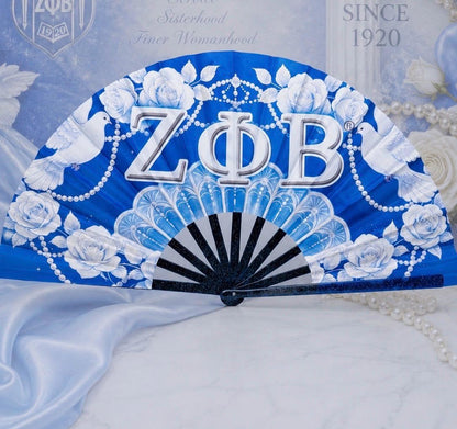 Zeta Phi Beta Clack Fan | Blue White Sorority Folding Fan