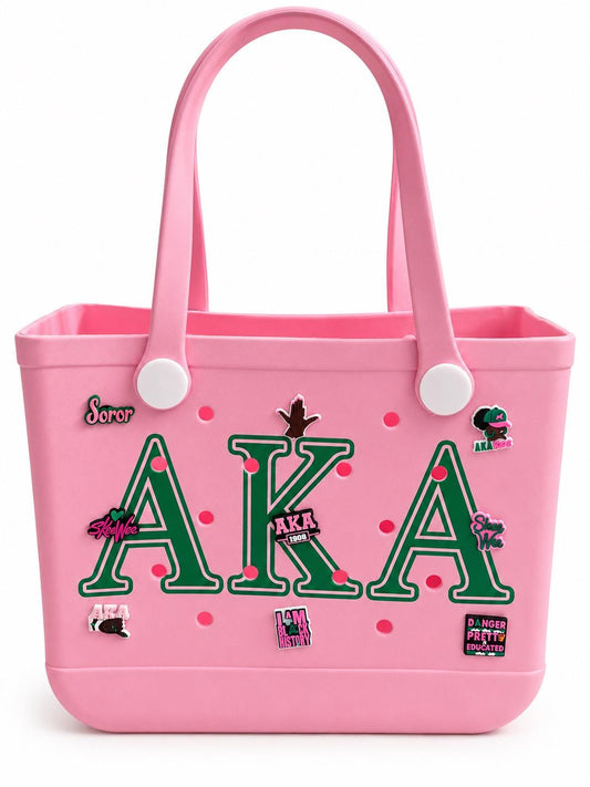 AKA EVA Tote Bag | Pink & Green Travel Beach Bag