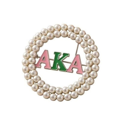 AKA Pearl Brooch Lapel Pin | Pink & Green Double Row