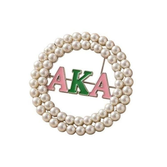 AKA Pearl Brooch Lapel Pin | Pink & Green Double Row