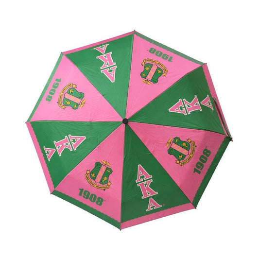 Alpha Kappa Alpha Folding Umbrella Pink Green Compact Rain Umbrella