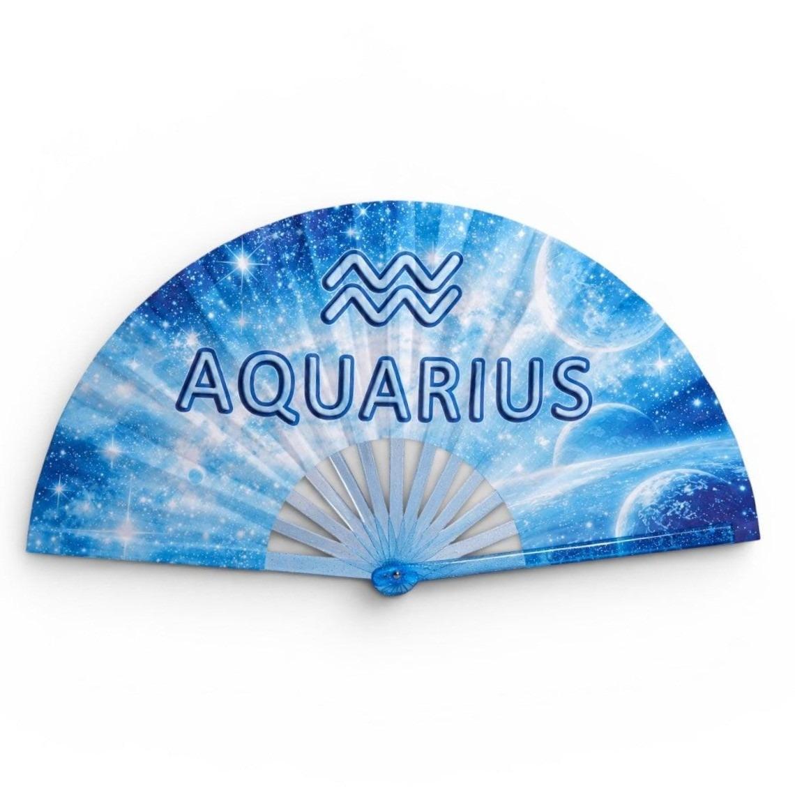 Aquarius Zodiac Clack Fan | Blue Celestial Folding Hand Fan
