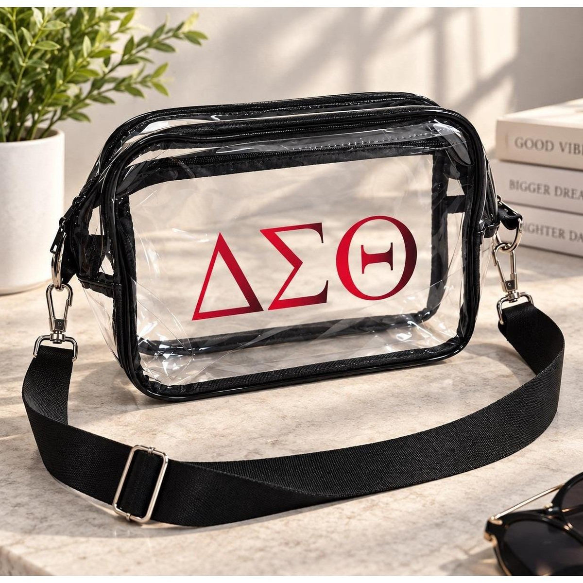 Delta Sigma Theta Clear Sling Bag, Sorority Crossbody Bag, DST Sister Gift