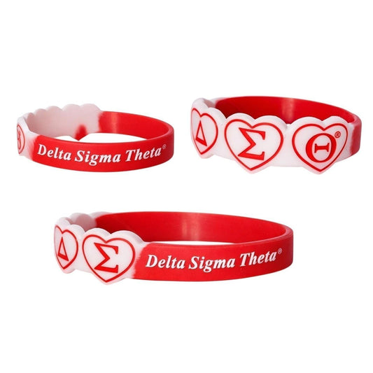 Delta Sigma Theta Silicone Bracelet | Red & White Heart Charm