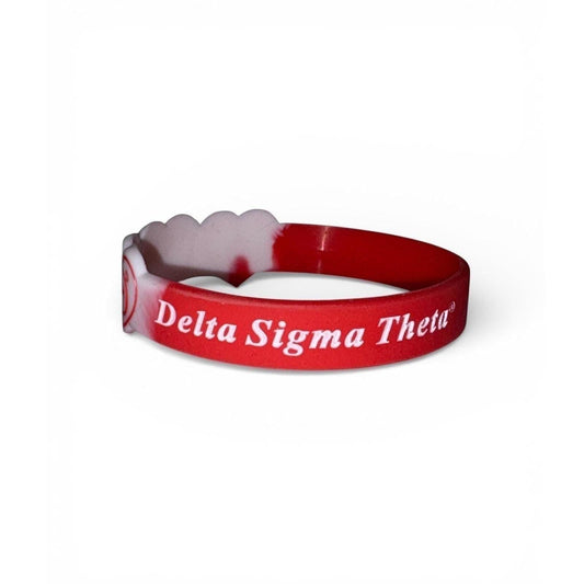 Delta Sigma Theta Silicone Bracelet | Red & White Heart Charm