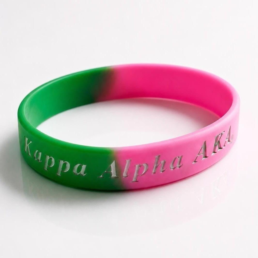 Alpha Kappa Alpha Silicone Bracelet | Pink & Green Gift