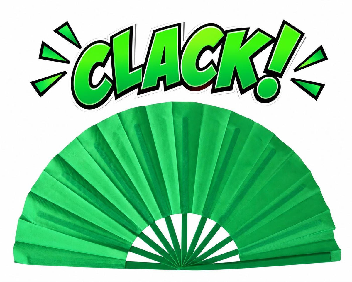 Green Folding Clack Fan | Line Dance & Festival Hand Fan