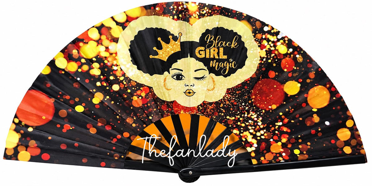 Black Girl Magic Clack Fan | Festival Folding Hand Fan