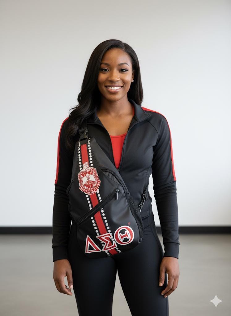Delta Sigma Theta Crossbody Backpack: Greek Sorority Travel Bag