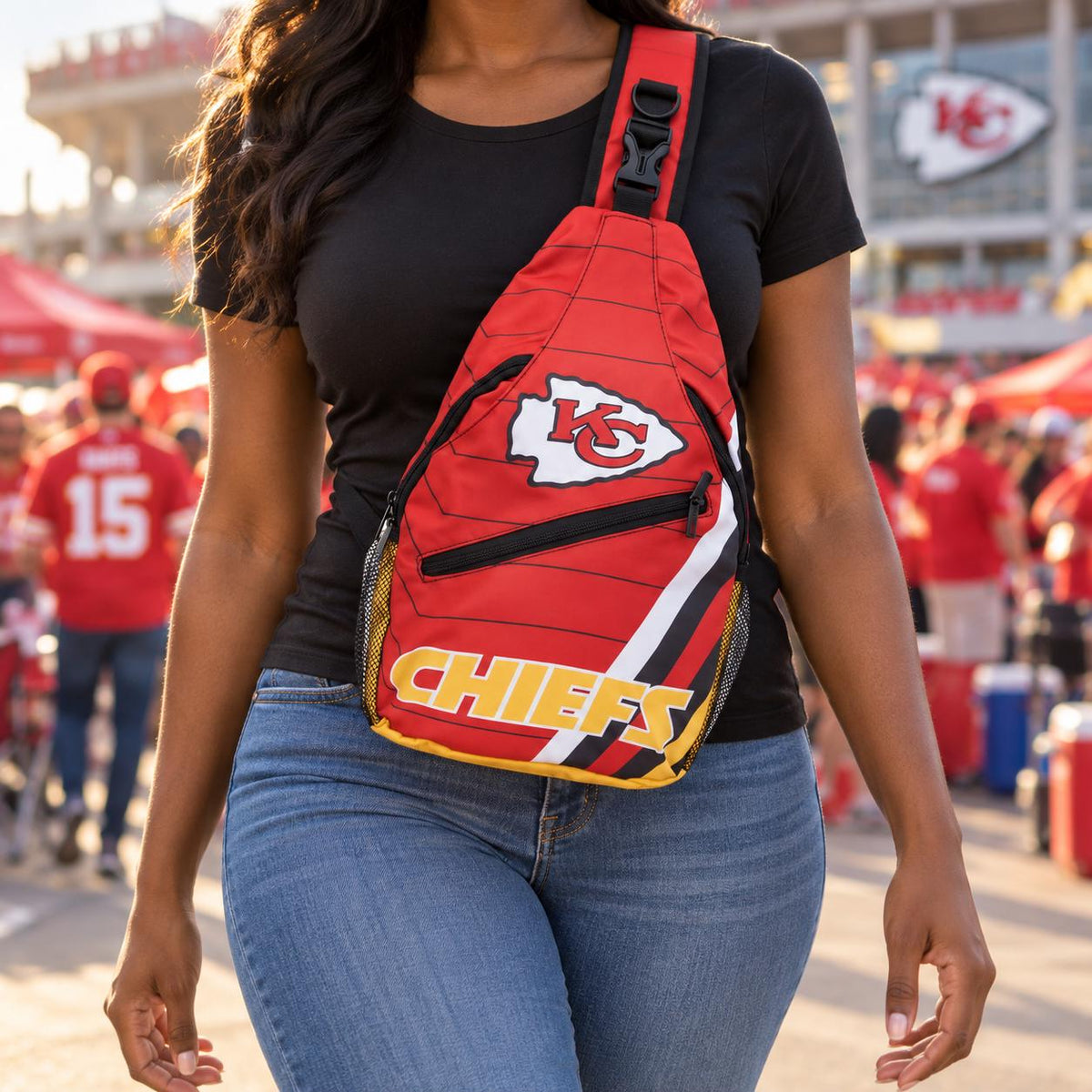 Kansas City Chiefs Red Sling Bag | Adjustable Football Crossbody Bag