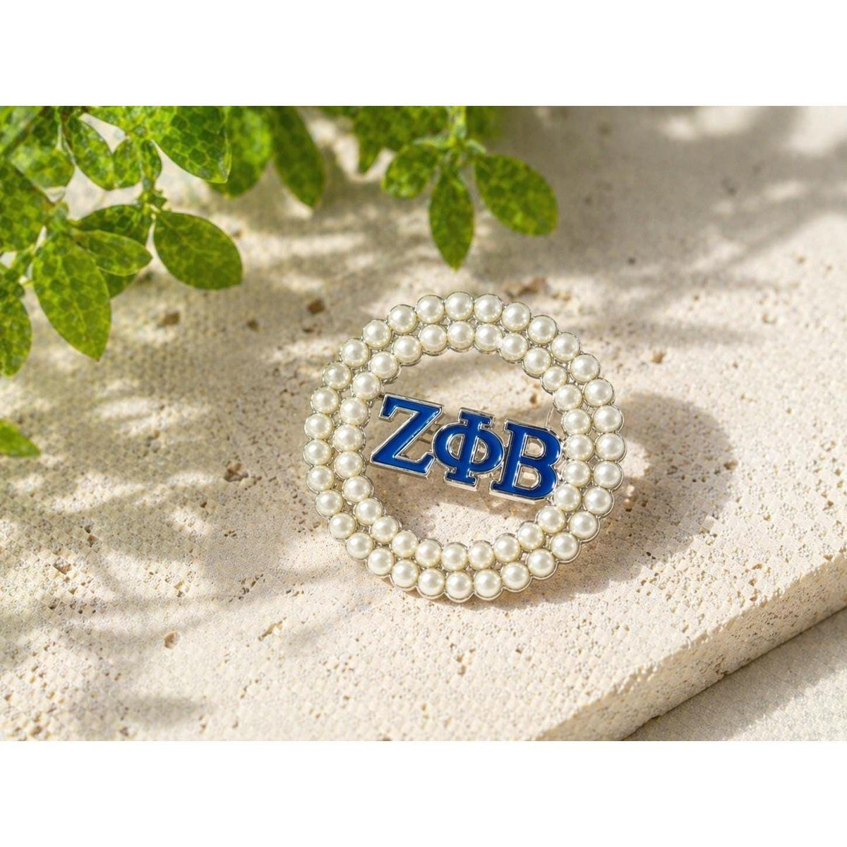 Zeta Phi Beta Pearl Brooch Lapel Pin | Blue & White