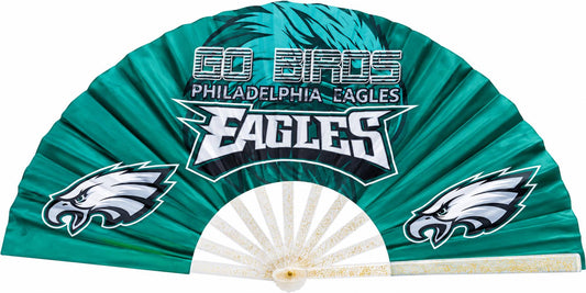 Philadelphia Eagles folding fan open against a white background