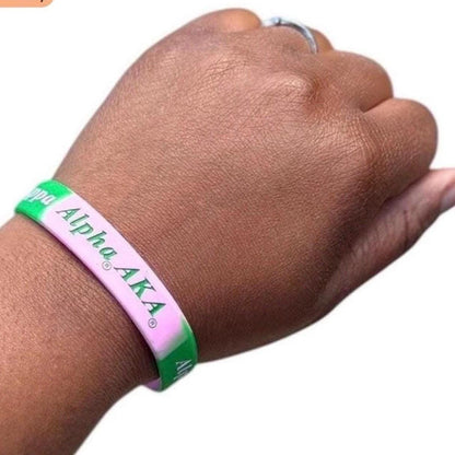 Alpha Kappa Alpha Silicone Bracelet | Pink & Green Gift