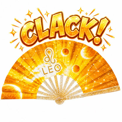 Leo Zodiac Clack Fan | Celestial Folding Hand Fan