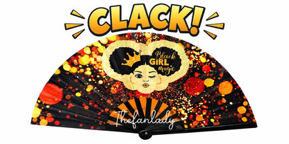 Black Girl Magic Clack Fan | Festival Folding Hand Fan