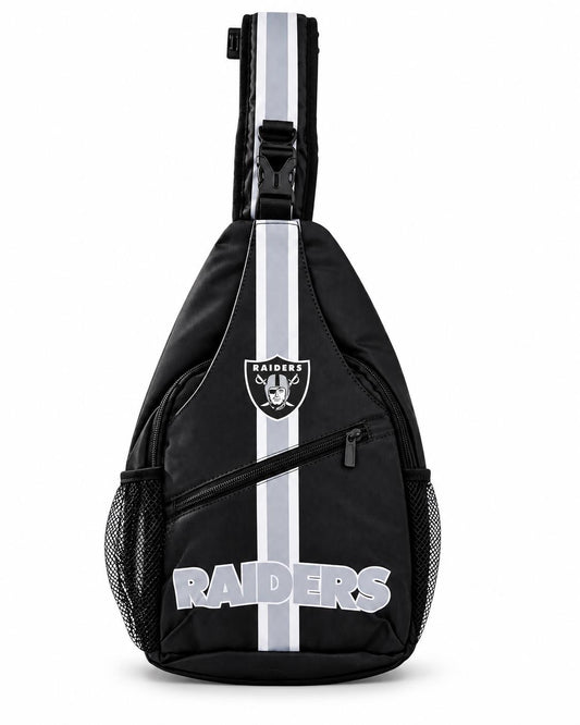 Las Vegas Raiders Black Sling Bag | Adjustable Football Crossbody Bag