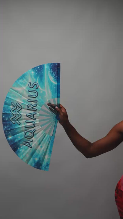 Aquarius Zodiac Clack Fan: Celestial Folding Hand Fan